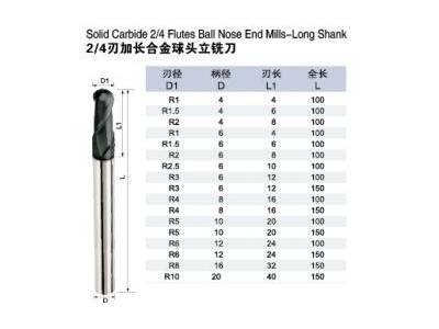 SMBR3*12*100 加长钨钢球头铣刀   涂层铣刀  4刃铣刀  **  下单即发货图3