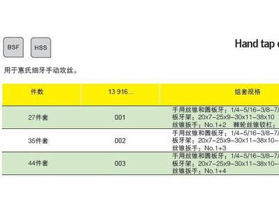 德国进口沃施莱格wollschlaegerBSF惠氏细牙手用丝锥板牙组套图2