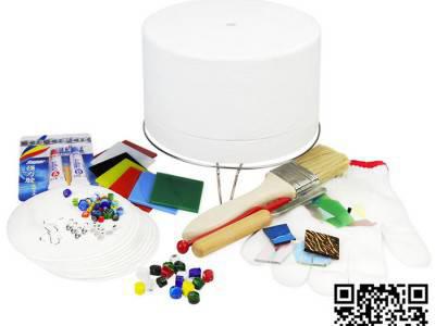 曼德1707006-6-2DIY工具丝锥益泽切削工具250克装蓝底白太阳花图案热熔玻璃切块手工制作小饰品图3