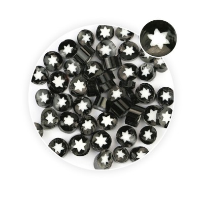 曼德1707006-7-2 DIY工具 热熔玻璃切块麻花钻夹头250克装黑底白六角星图案 玻璃珠饰品配件图4