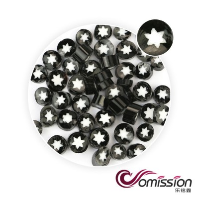 曼德1707006-7-2 DIY工具 热熔玻璃切块麻花钻夹头250克装黑底白六角星图案 玻璃珠饰品配件图6