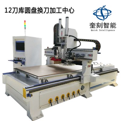 河北奎刻 四工序开料机 激光侧孔机 雕刻机 刀库加工中心 橱柜木门开料机图2