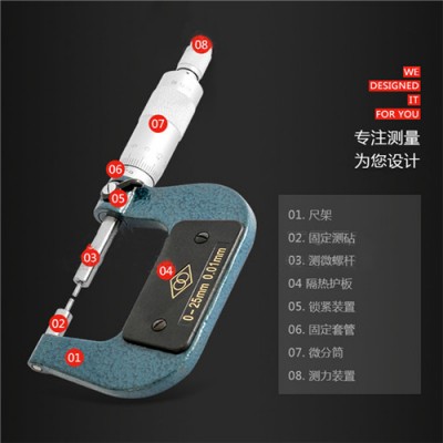哈量 连环公法线千分尺 碟片千分尺 0-25mm齿轮公法线测量千分尺图3