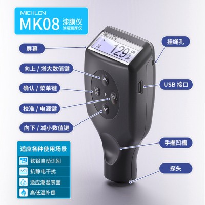 麦克伦铁铝两用涂层测厚仪漆膜仪汽车漆面厚度检测仪铁铝二手车两用测试仪图2