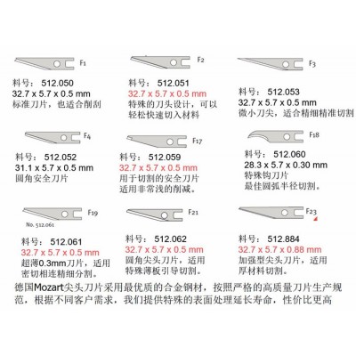 德国Mozart皮革皮具雕刻刀小红刀 原装进口尖头雕刻刀片图2