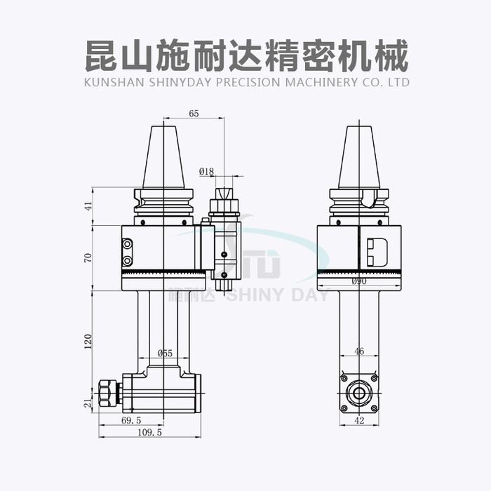 供应数控扁直角铣头 施耐达ER11-160 加长90度直角铣头 延伸角度头 轻型角度头数控加工中心 侧铣头 苏州直角铣头