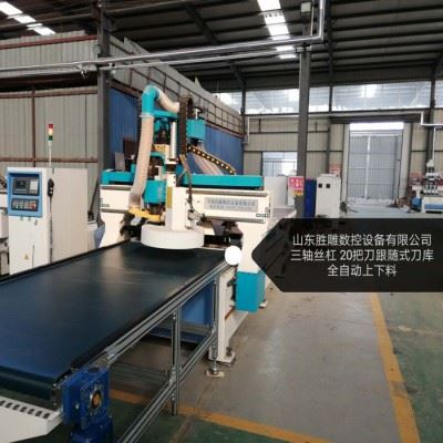 山东胜雕数控 开料机 雕刻机 SD-1325HD-P 直排式换刀加工中心 板式家具生产线 数控开料机 门板加工中心图1