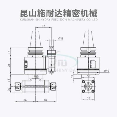 施耐达BT40-ER20*2 轻型角度头 BT40侧铣头 加工中心侧铣头 角度头 龙门铣头厂家 万向铣头厂家 机床侧头图1