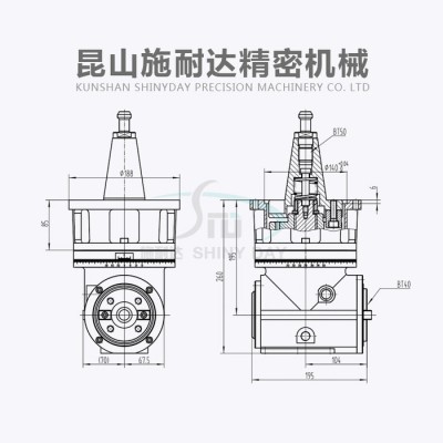 供应 施耐达D77-BT50-BT40 侧铣头 加工中心角铣头 直角铣头 角度头 龙门铣头 CNC角铣头 bt40铣头图1