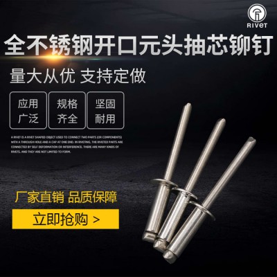 罗维特Rivet 全不锈钢开口半圆头抽芯铆钉 M6.4 30mm 304防水拉钉封闭密封防腐图3
