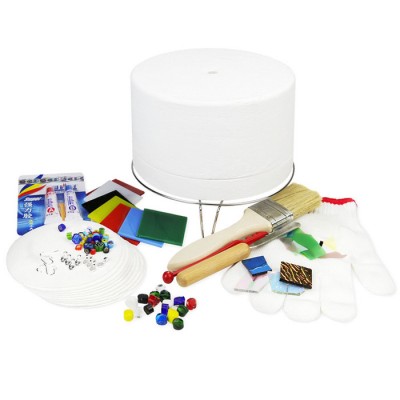 曼德1707006-3-2DIY工具丝锥切削工具250克装彩色热熔玻璃块蓝色小圈图案玻璃饰品制作工具图6