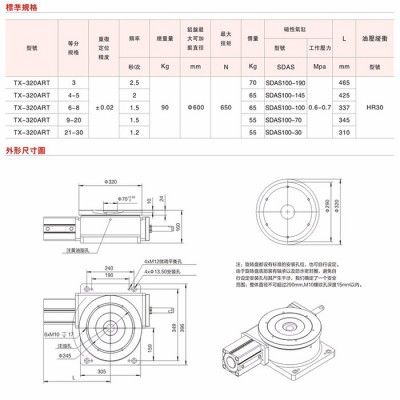 谭欣TX-320  气动分度盘回转盘 分度盘 气动分度转盘 工位分度盘图3