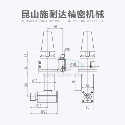 供应 施耐达BT50-ER25-120 万向铣头 侧铣头 BT50直角头 BT40铣头 加工中心侧铣头 角度头 龙门铣头图1