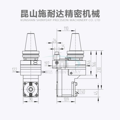 供应 施耐达D62-BT50-BT40 内缩式角铣头 BT50直角头 角度头 侧铣头 加工中心侧铣头 BT40铣头厂图2