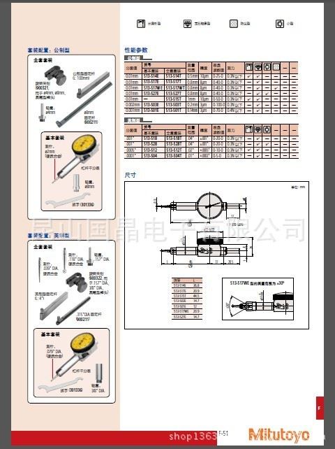 杠杆千分表513系列（袖珍型）参数2