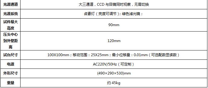 400系列 显微硬度计（小屏显）技术参数